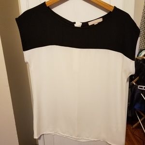 Banana Republic Drapey Ivory and Black Blouse